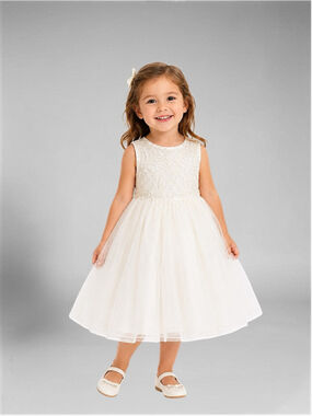 Marmellata Ivory Sleeveless Sequin & Tulle Dress – Size 18M